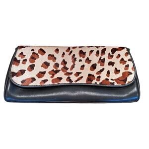 Ann Taylor Leopard Print and Black Clutch